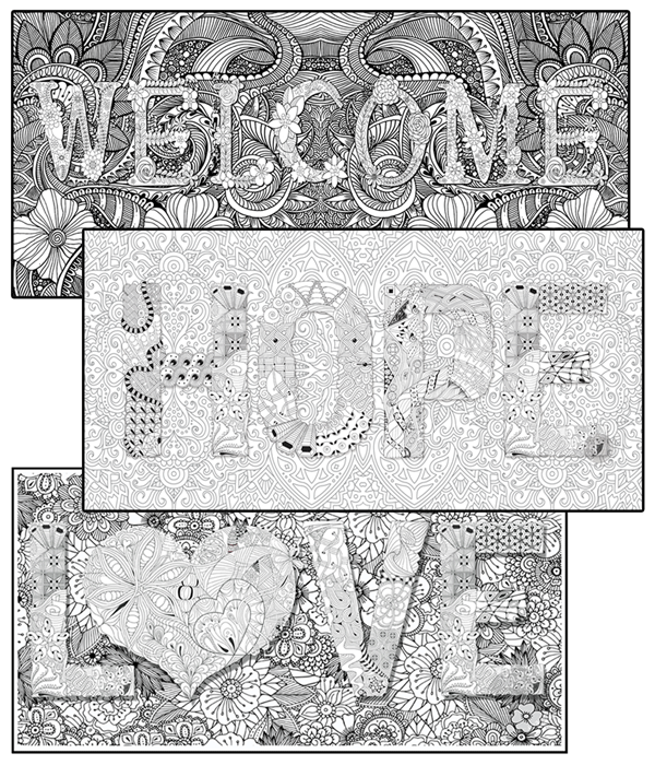 Coloring poster bundle – WELCOME + HOPE + LOVE – SJPrinter Cherry Hill NJ