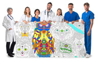 Coloring poster – ZOO ANIMALS MANDALA, 30×42" – giant group coloring poster