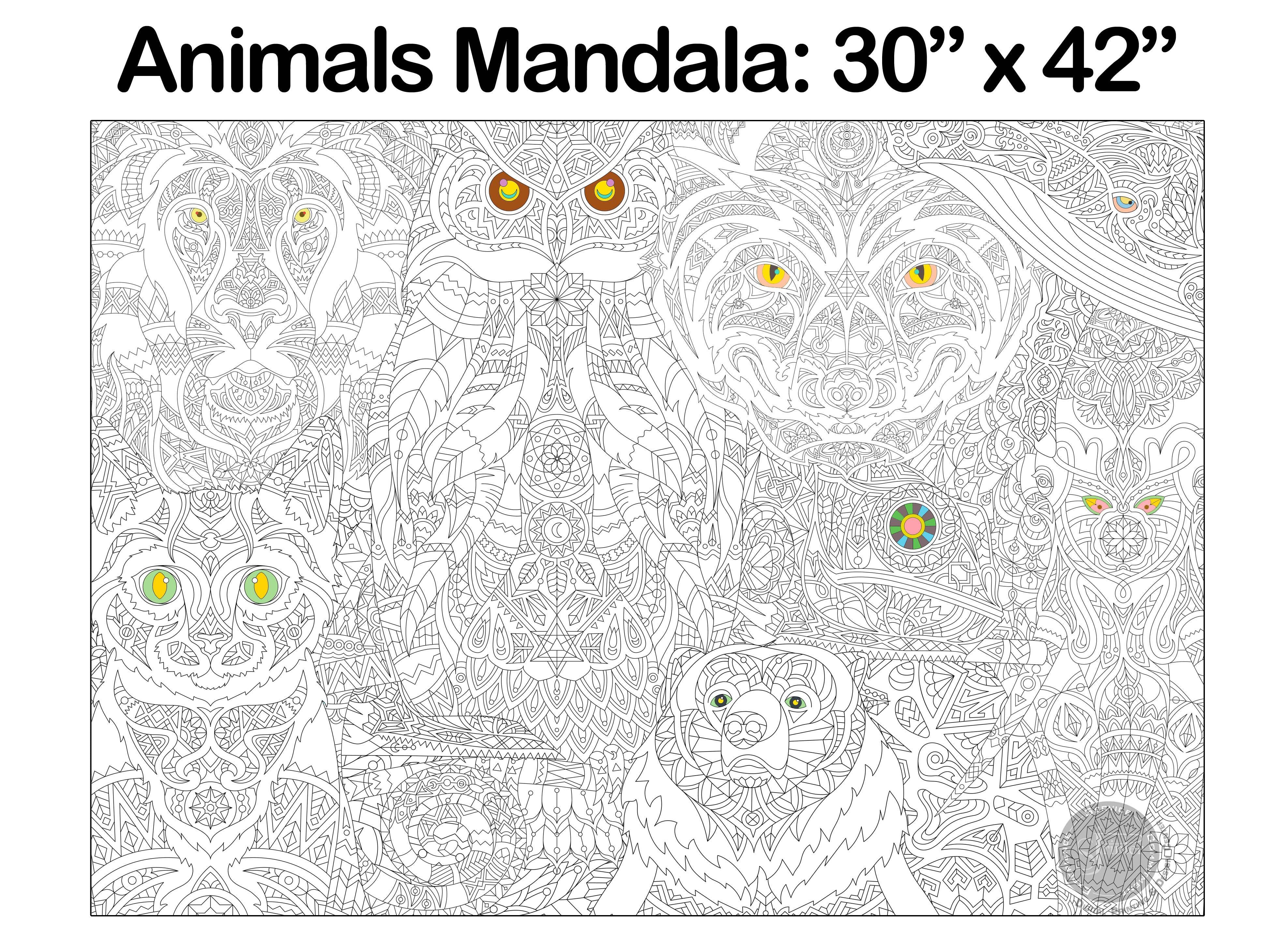 Zoo Animals Mandala - 30" x 42" - SJPrinter 