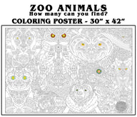 Coloring poster – ZOO ANIMALS MANDALA, 30×42" – giant group coloring poster